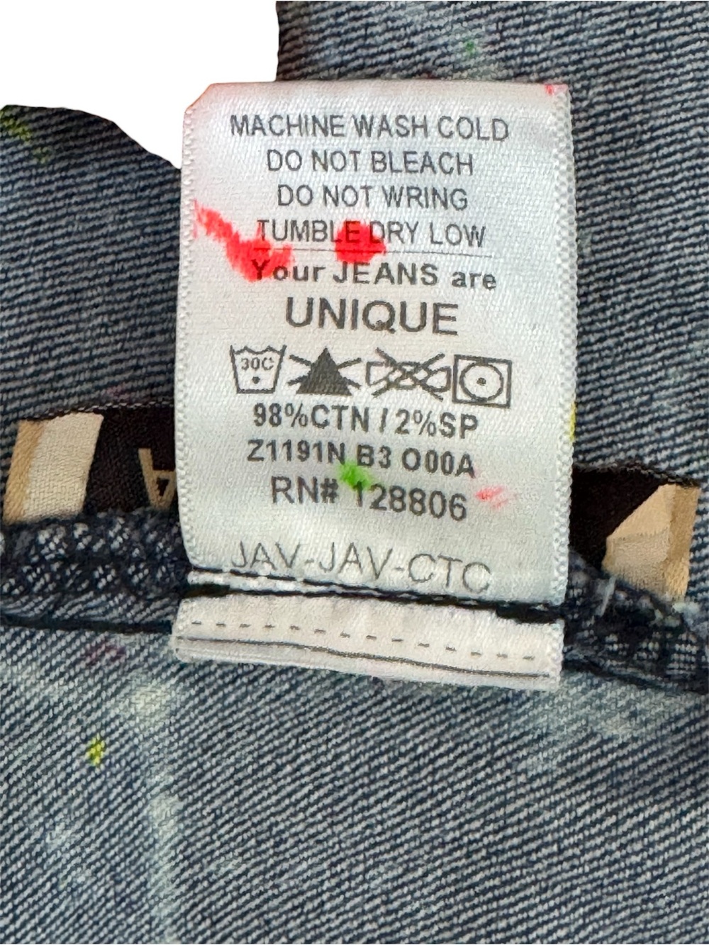 Unique Denim Distressed Upcycled Vintage Hooded Jacket W/paint Splatter XL - Picture 6 of 6